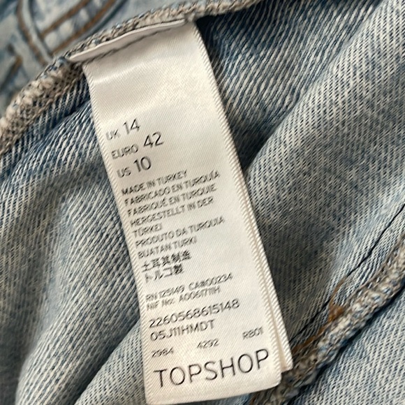 Topshop blue jean denim jacket distressed Light Wash size 10 - Picture 2 of 16